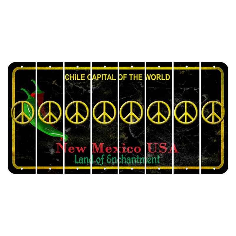 New Mexico Black Chile Cut License Plate Strips (Set of 8) Peace Sign