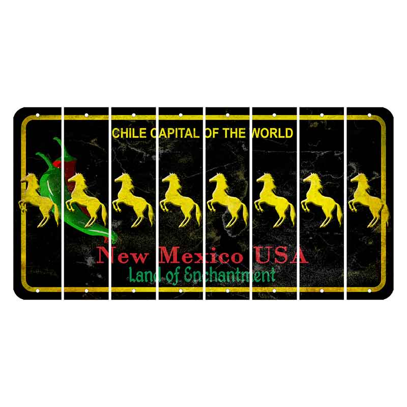 New Mexico Black Chile Cut License Plate Strips (Set of 8) Horse