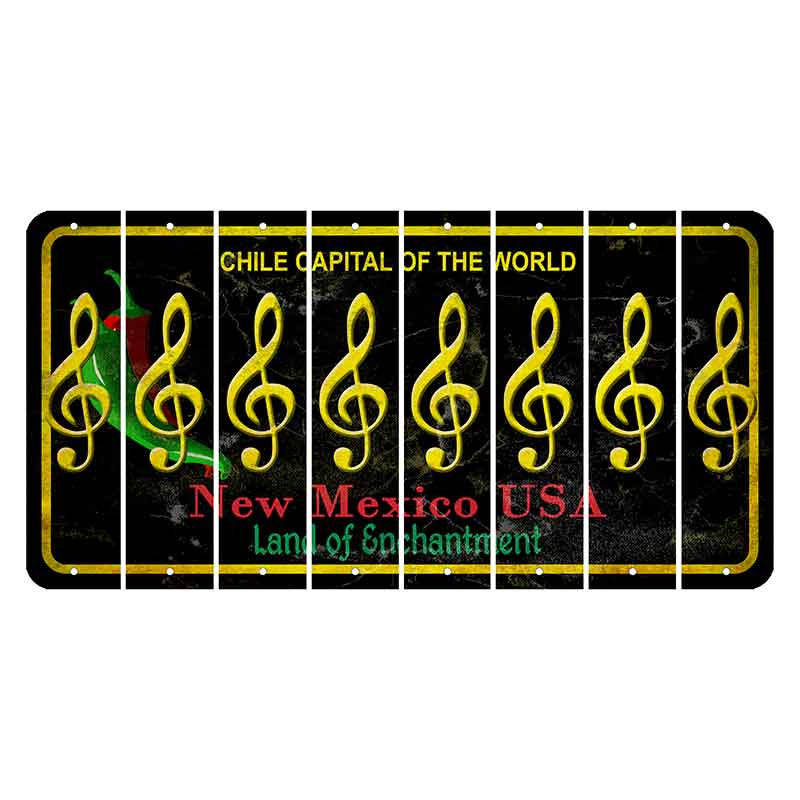 New Mexico Black Chile Cut License Plate Strips (Set of 8) Music Note