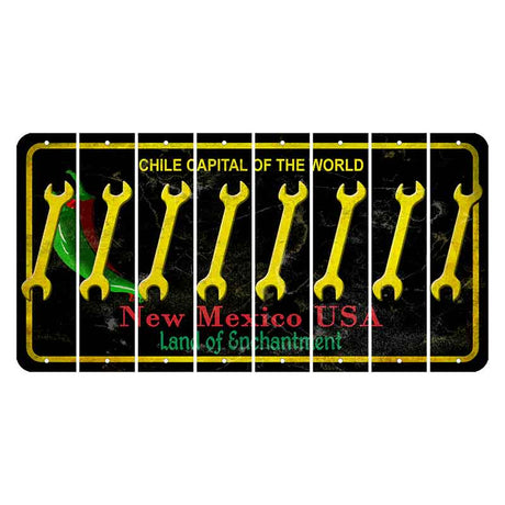 New Mexico Black Chile Cut License Plate Strips (Set of 8) Wrench