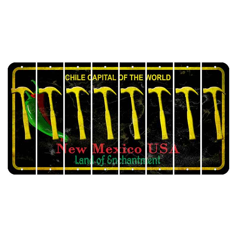 New Mexico Black Chile Cut License Plate Strips (Set of 8) Hammer