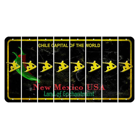 New Mexico Black Chile Cut License Plate Strips (Set of 8) Snowboarder