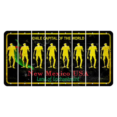 New Mexico Black Chile Cut License Plate Strips (Set of 8) Zombie