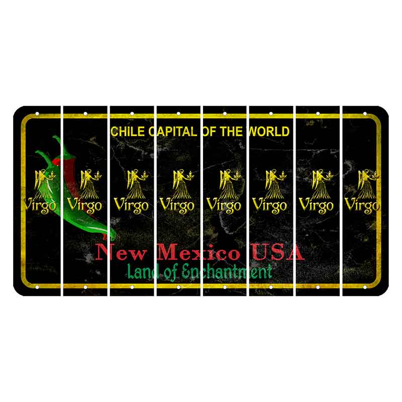 New Mexico Black Chile Cut License Plate Strips (Set of 8) Zodiac Sign - Virgo