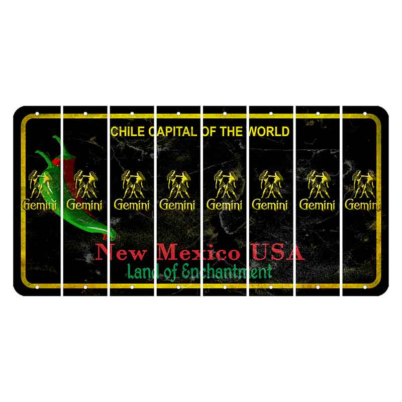 New Mexico Black Chile Cut License Plate Strips (Set of 8) Zodiac Sign - Gemini