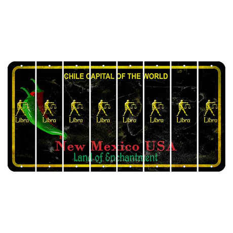 New Mexico Black Chile Cut License Plate Strips (Set of 8) Zodiac Sign - Libra