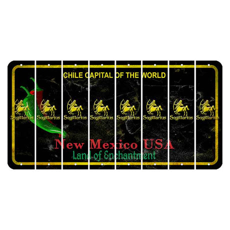 New Mexico Black Chile Cut License Plate Strips (Set of 8) Zodiac Sign - Sagittarius