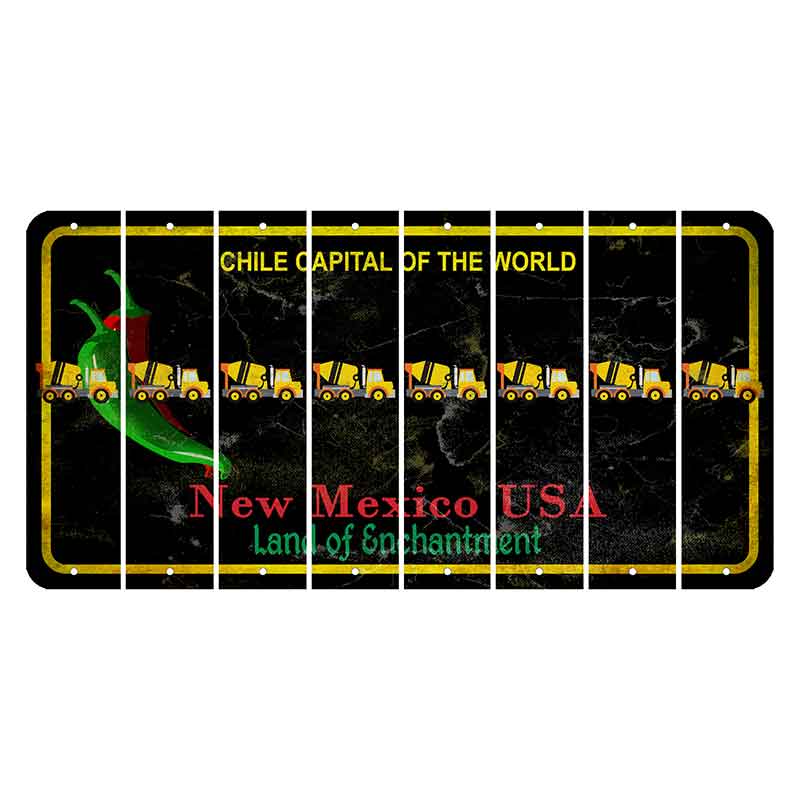 New Mexico Black Chile Cut License Plate Strips (Set of 8) Cement Truck