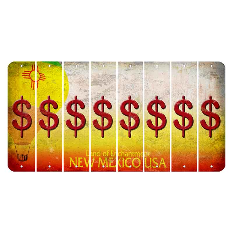 New Mexico Hot Air Balloon Cut License Plate Strips (Set of 8) Dollar Sign