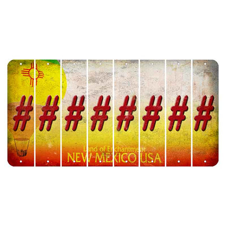 New Mexico Hot Air Balloon Cut License Plate Strips (Set of 8) Hashtag