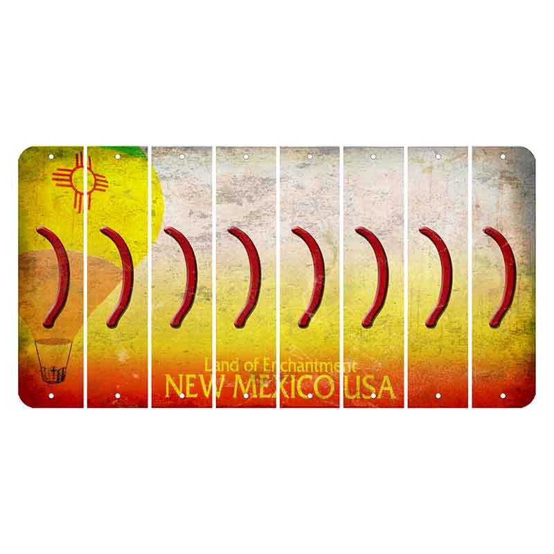 New Mexico Hot Air Balloon Cut License Plate Strips (Set of 8) Parenthesis - Right