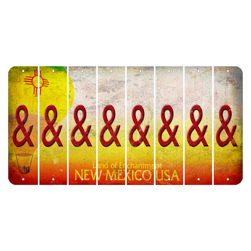 New Mexico Hot Air Balloon Cut License Plate Strips (Set of 8) And Sign