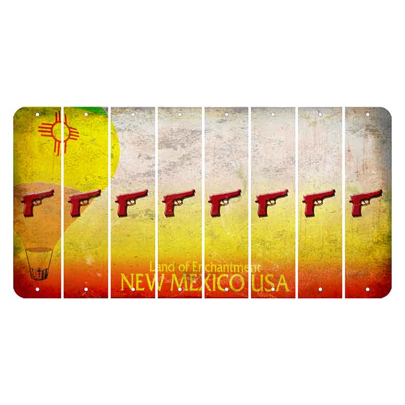 New Mexico Hot Air Balloon Cut License Plate Strips (Set of 8) Handgun