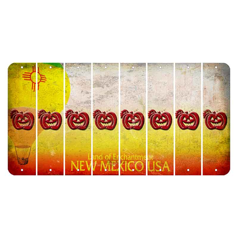 New Mexico Hot Air Balloon Cut License Plate Strips (Set of 8) Pumpkin