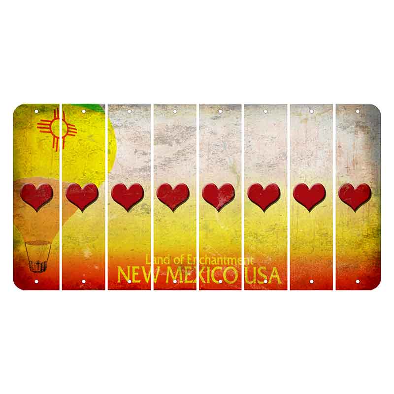 New Mexico Hot Air Balloon Cut License Plate Strips (Set of 8) Heart