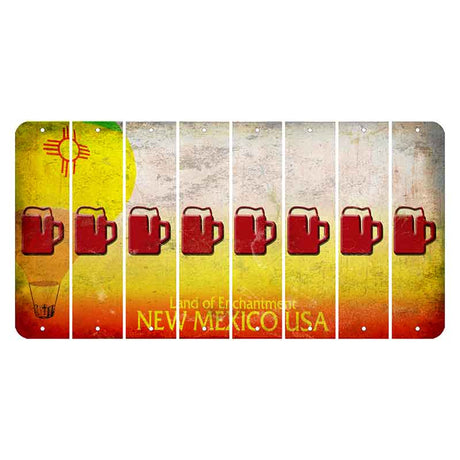 New Mexico Hot Air Balloon Cut License Plate Strips (Set of 8) Beer Mug