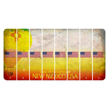 New Mexico Hot Air Balloon Cut License Plate Strips (Set of 8) American Flag