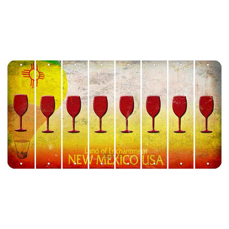 New Mexico Hot Air Balloon Cut License Plate Strips (Set of 8) Wine Glass