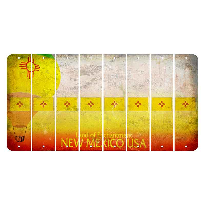 New Mexico Hot Air Balloon Cut License Plate Strips (Set of 8) State Flag