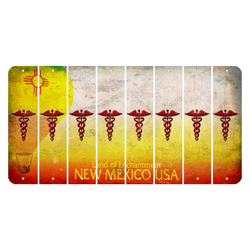 New Mexico Hot Air Balloon Cut License Plate Strips (Set of 8) Caduceus