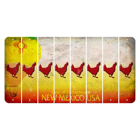 New Mexico Hot Air Balloon Cut License Plate Strips (Set of 8) Chicken