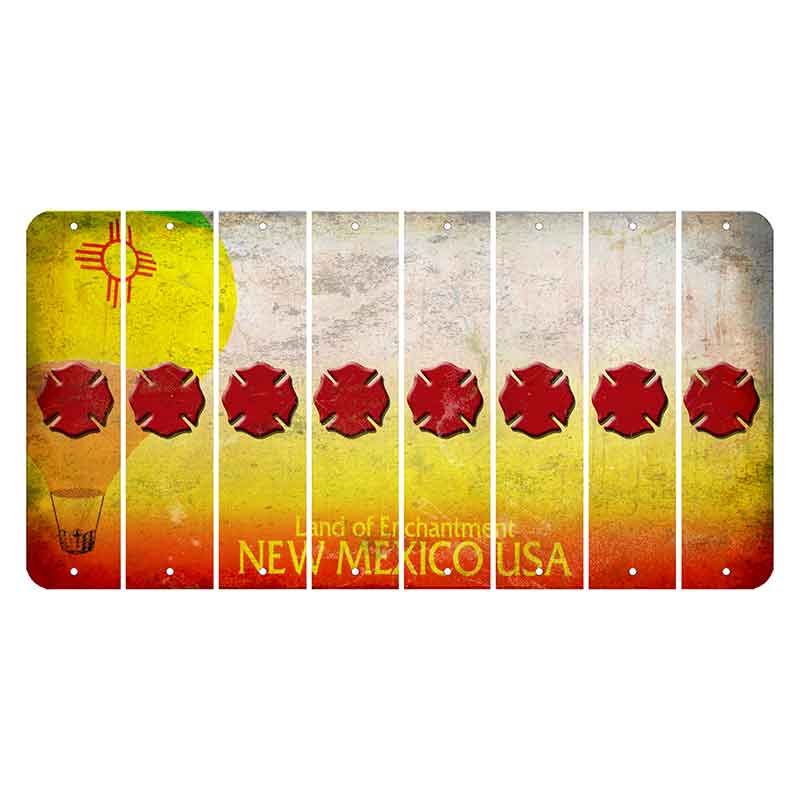 New Mexico Hot Air Balloon Cut License Plate Strips (Set of 8) Fire Badge