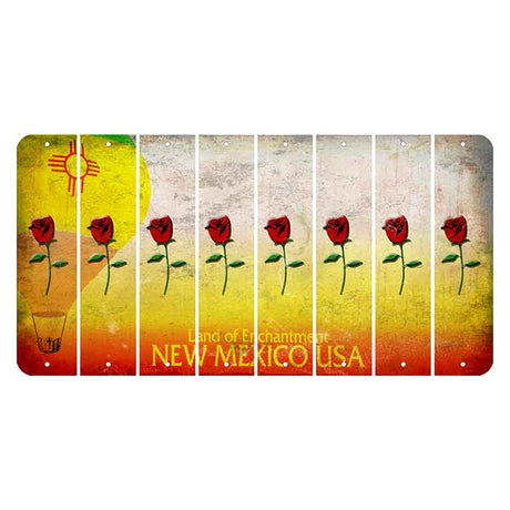 New Mexico Hot Air Balloon Cut License Plate Strips (Set of 8) Red Rose