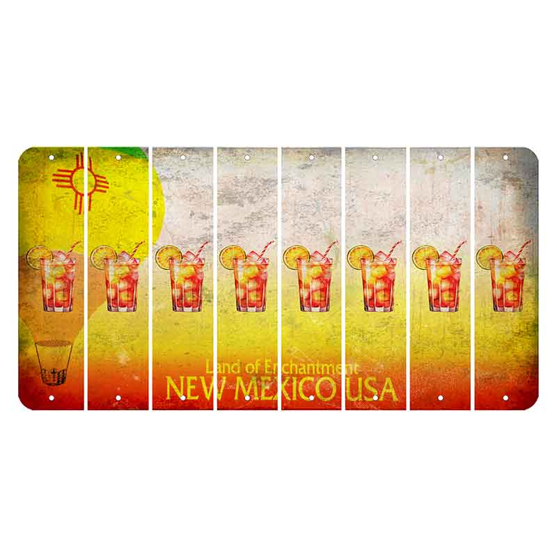 New Mexico Hot Air Balloon Cut License Plate Strips (Set of 8) Cocktail