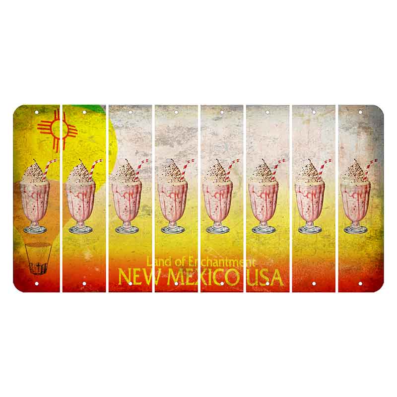 New Mexico Hot Air Balloon Cut License Plate Strips (Set of 8) Milkshake