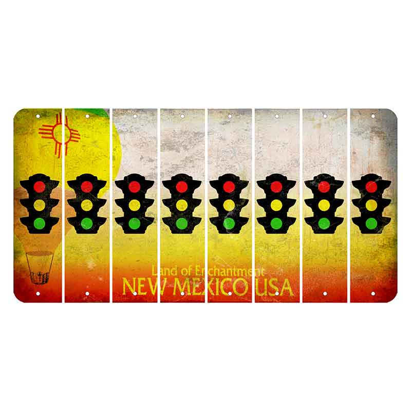 New Mexico Hot Air Balloon Cut License Plate Strips (Set of 8) Traffic Light