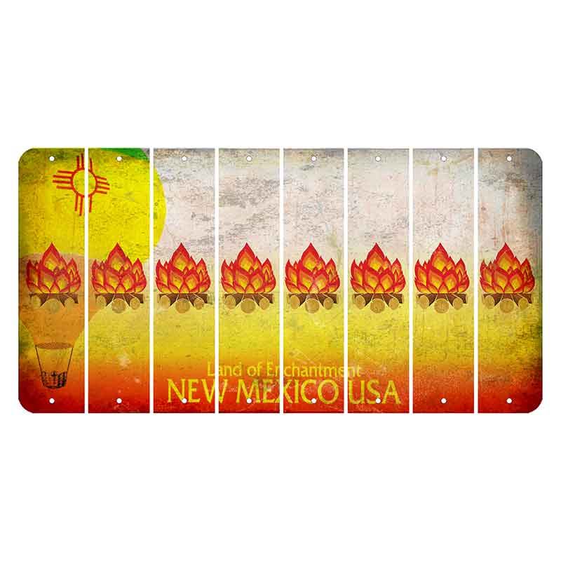 New Mexico Hot Air Balloon Cut License Plate Strips (Set of 8) Campfire