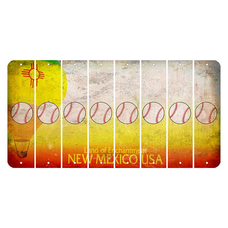 New Mexico Hot Air Balloon Cut License Plate Strips (Set of 8) Baseball