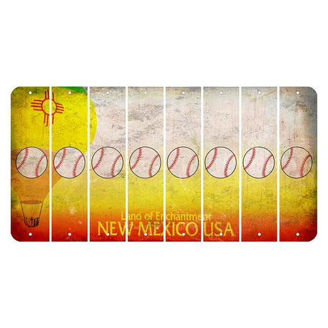 New Mexico Hot Air Balloon Cut License Plate Strips (Set of 8) Baseball