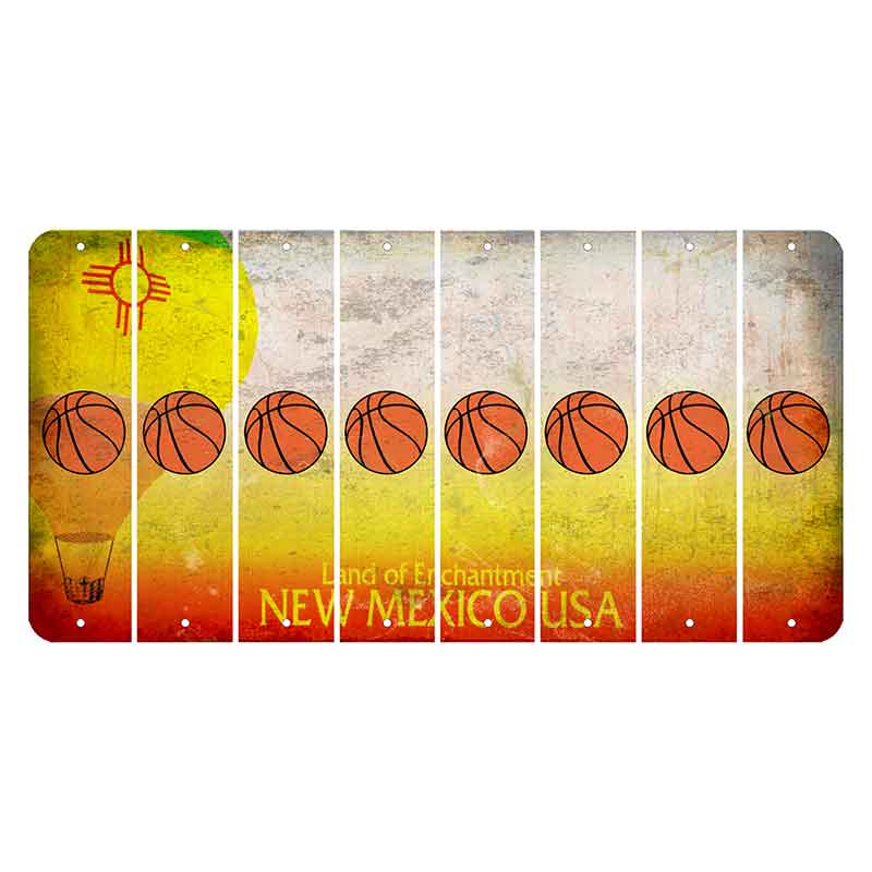 New Mexico Hot Air Balloon Cut License Plate Strips (Set of 8) Basketball