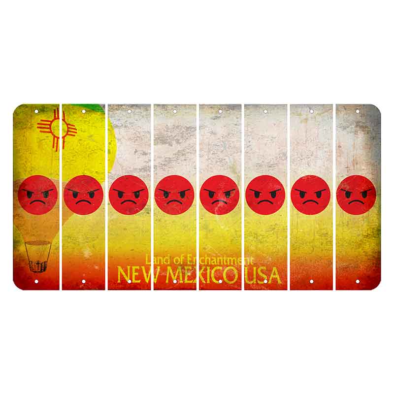 New Mexico Hot Air Balloon Cut License Plate Strips (Set of 8) Emoji - Angry