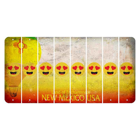 New Mexico Hot Air Balloon Cut License Plate Strips (Set of 8) Emoji - Heart Eyes