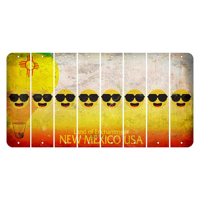 New Mexico Hot Air Balloon Cut License Plate Strips (Set of 8) Emoji - Shades