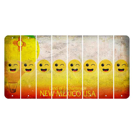 New Mexico Hot Air Balloon Cut License Plate Strips (Set of 8) Emoji - Winking