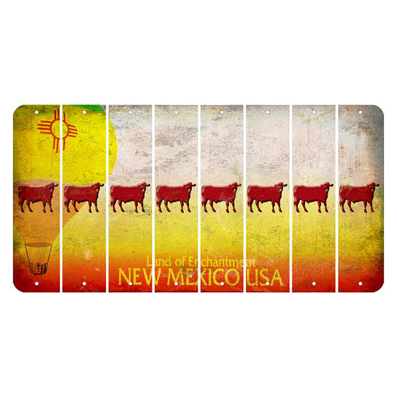 New Mexico Hot Air Balloon Cut License Plate Strips (Set of 8) Dairy Cow