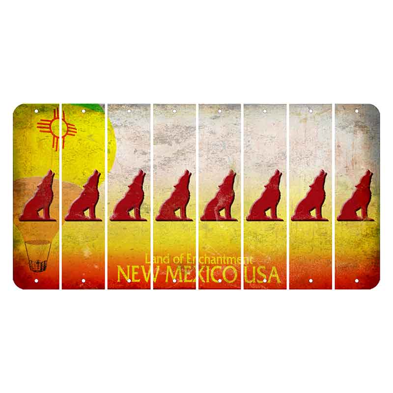 New Mexico Hot Air Balloon Cut License Plate Strips (Set of 8) Howling Wolf