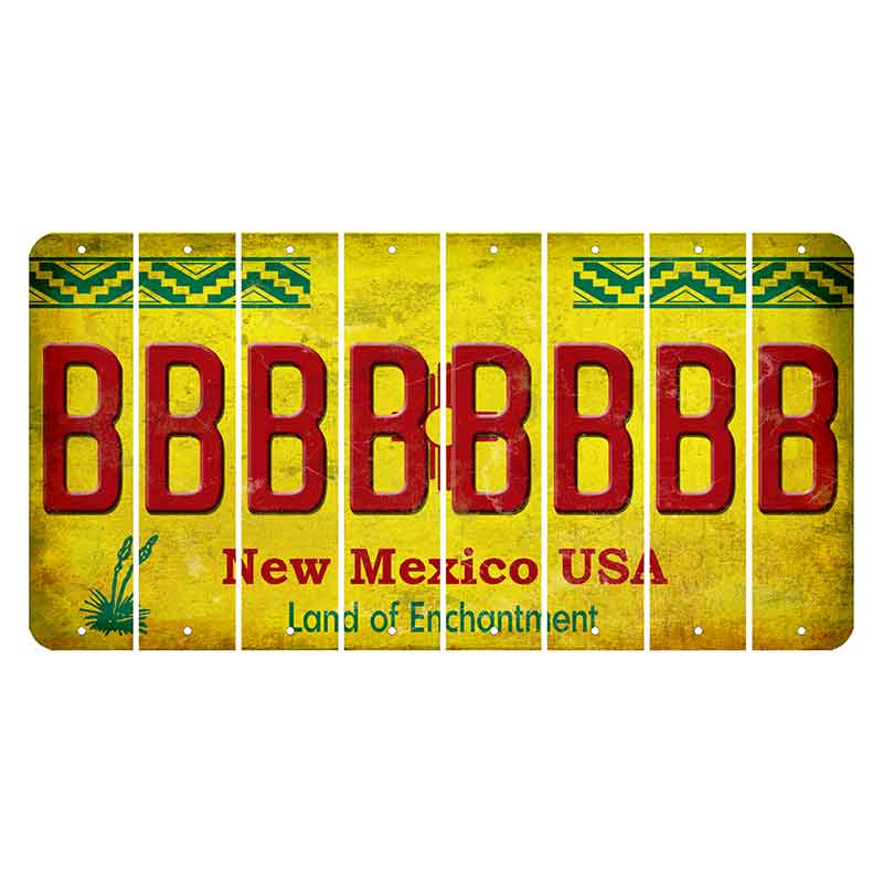 New Mexico USA Yellow Cut License Plate Strips (Set of 8) B