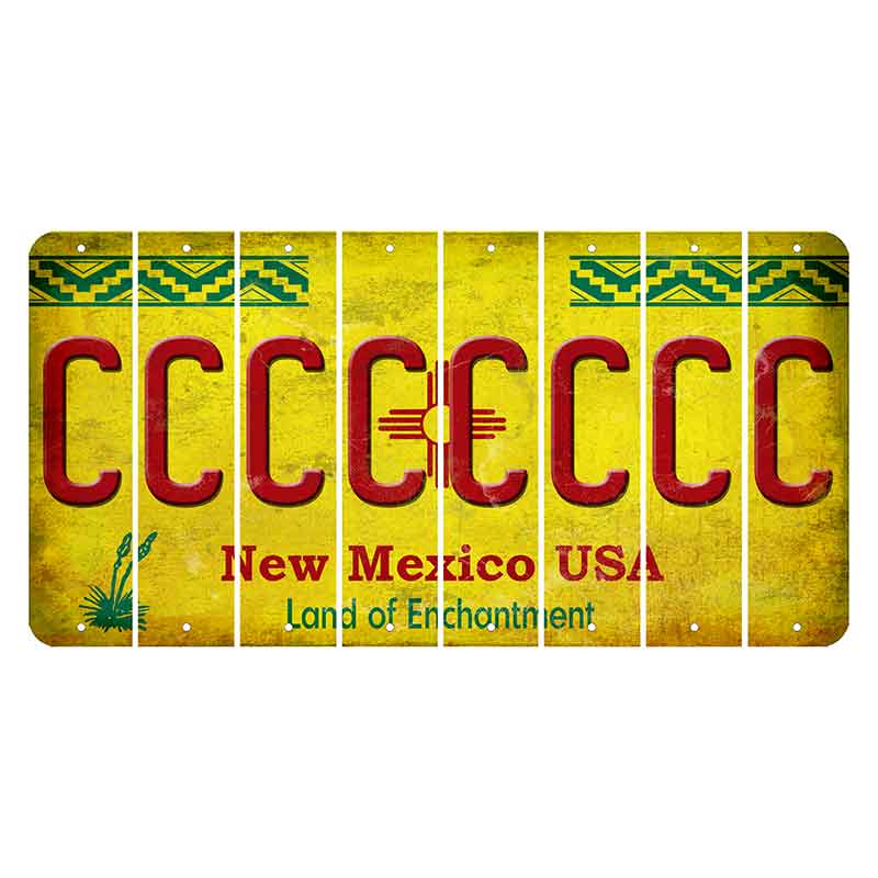 New Mexico USA Yellow Cut License Plate Strips (Set of 8) C