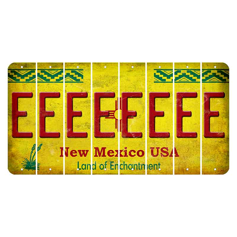 New Mexico USA Yellow Cut License Plate Strips (Set of 8) E