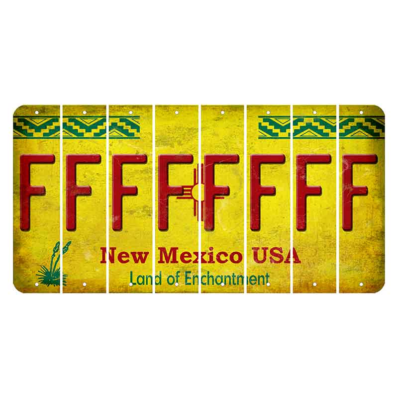 New Mexico USA Yellow Cut License Plate Strips (Set of 8) F