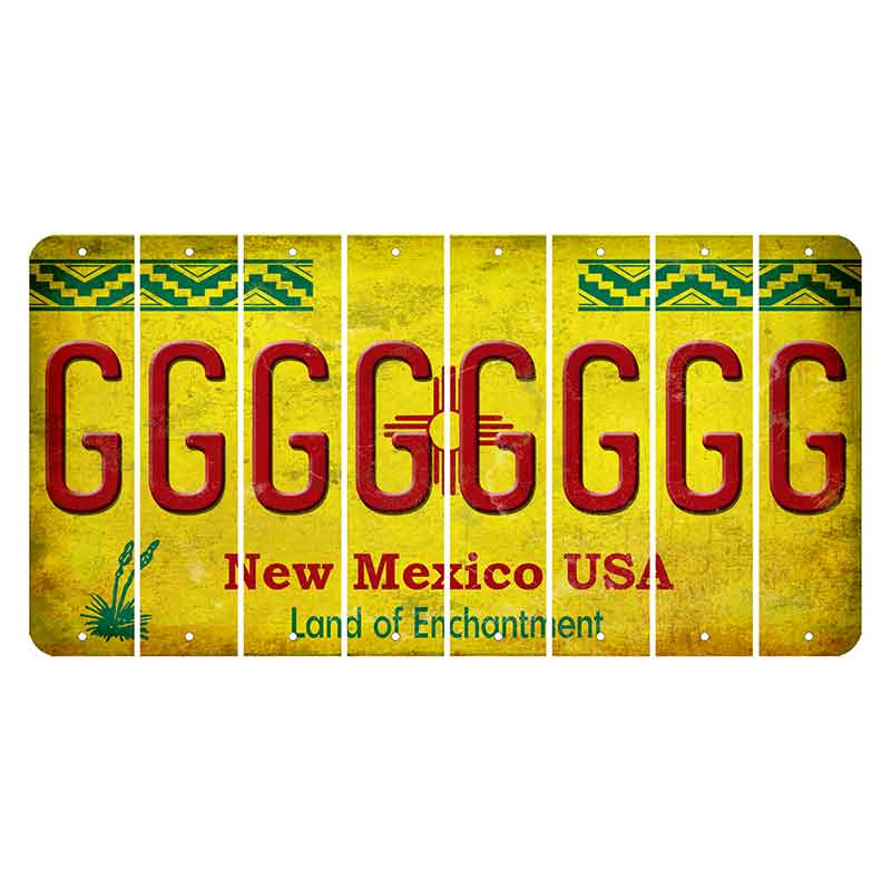 New Mexico USA Yellow Cut License Plate Strips (Set of 8) G