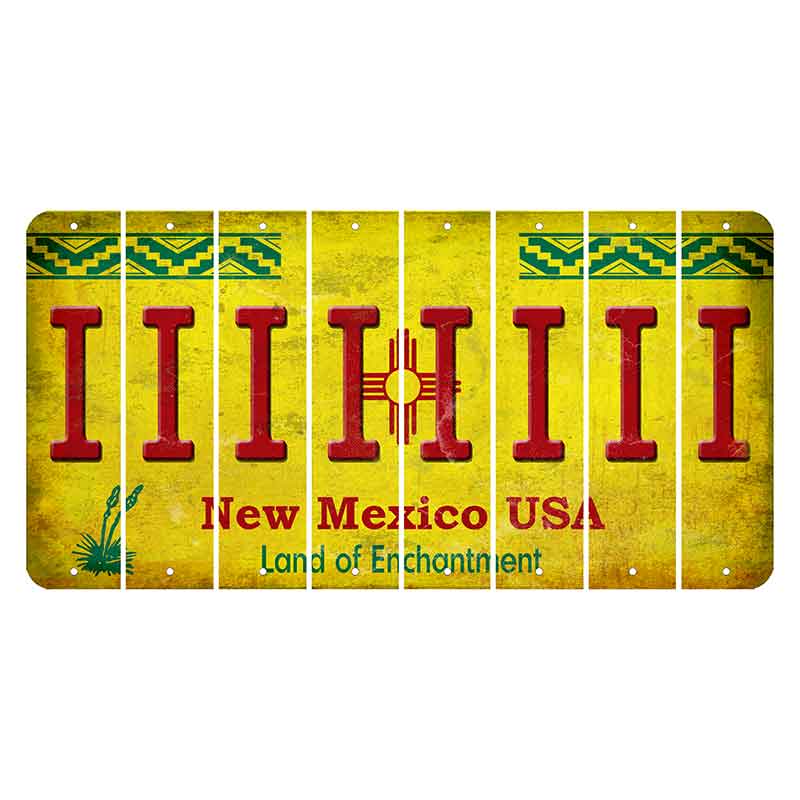 New Mexico USA Yellow Cut License Plate Strips (Set of 8) I