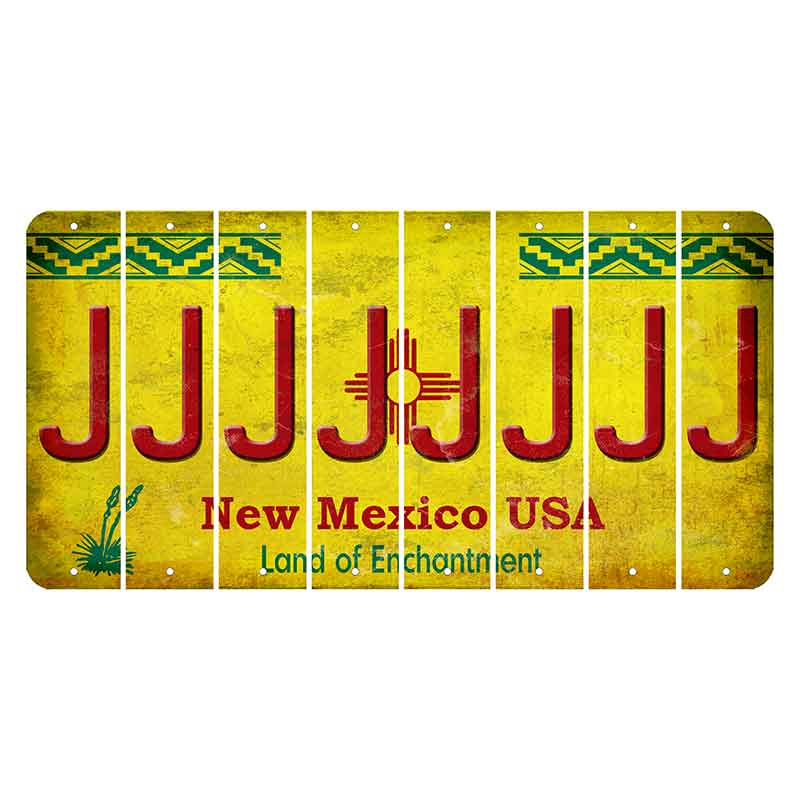 New Mexico USA Yellow Cut License Plate Strips (Set of 8) J