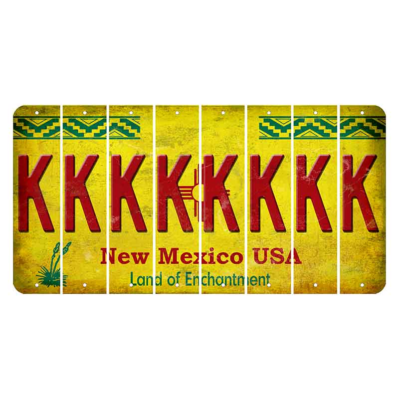 New Mexico USA Yellow Cut License Plate Strips (Set of 8) K