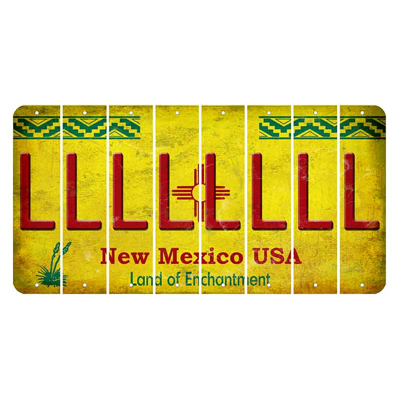 New Mexico USA Yellow Cut License Plate Strips (Set of 8) L