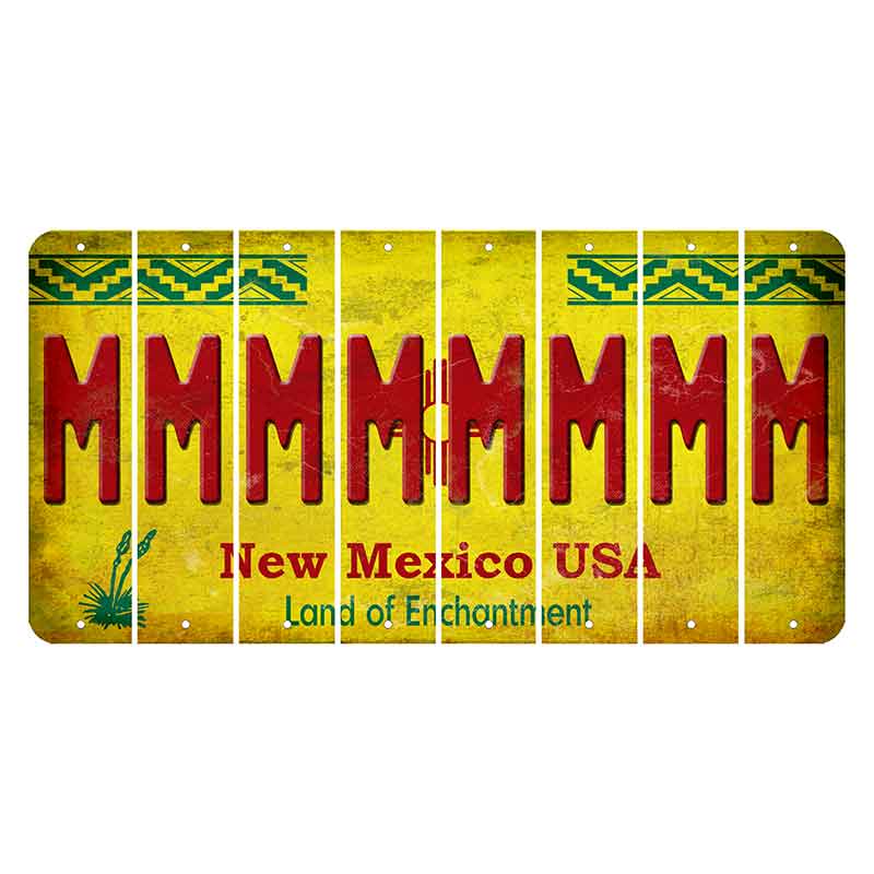 New Mexico USA Yellow Cut License Plate Strips (Set of 8) M